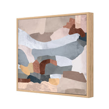 Load image into Gallery viewer, Neutral abstract canvas print in a timber-look float frame