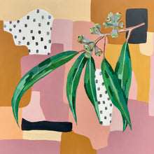 Load image into Gallery viewer, Australian native gum painting orange and pink background
