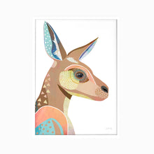 Load image into Gallery viewer, Abstracted colourful kangaroo print in a white frame