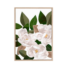 Load image into Gallery viewer, Handpainted magnolia print in a timber frame