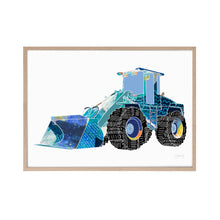 Load image into Gallery viewer, Kids front loader art print in a timber frame
