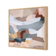 Load image into Gallery viewer, Neutral abstract canvas print in a timber-look float frame
