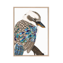 Load image into Gallery viewer, Australian kookaburra art print in timber frame
