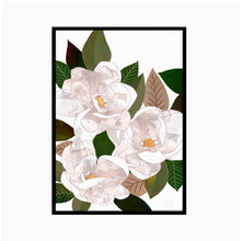 Load image into Gallery viewer, Magnolia print in black frame
