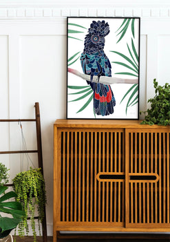 Red tailed Cockatoo Art Print