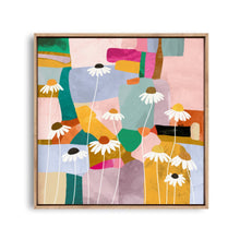 Load image into Gallery viewer, Colourful abstract painting with daisies in forefront
