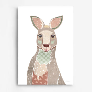Earthy kangaroo art print