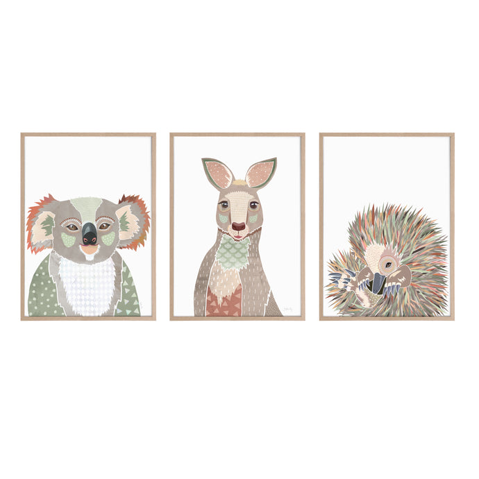 Earthy Australian Animal Art Print Set